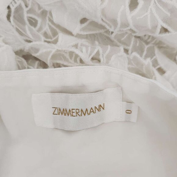 Zimmermann Corsage Pompom Embellished Guipure Lace Swiss Dot Tulle Mini Size 0 - Picture 14 of 16